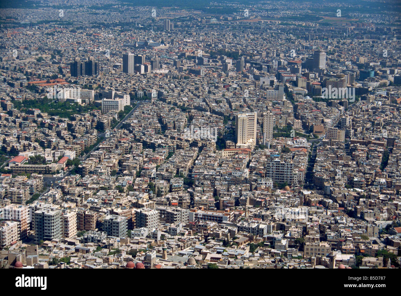 Vue aérienne sur la ville de Damas Syrie Moyen Orient Banque D'Images