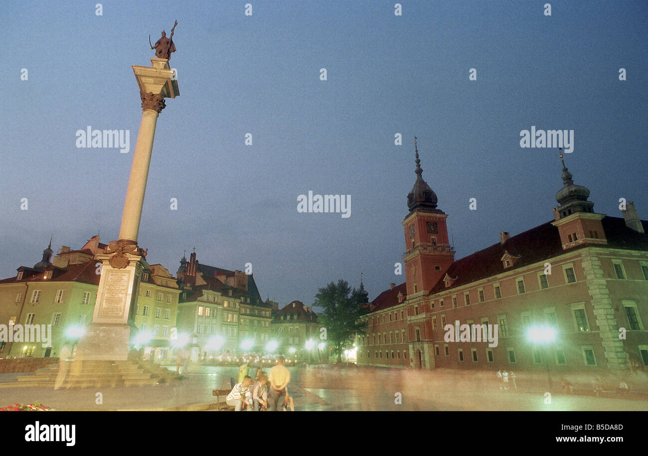 Le Château Royal et la colonne du roi Zygmunt III Vasa en Varsovie, Pologne Banque D'Images