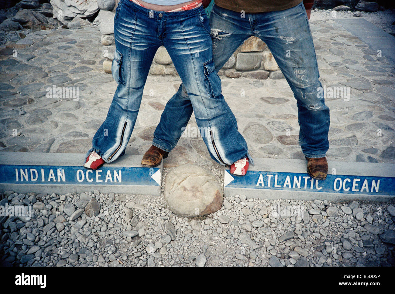 L'Afrique du Sud, Western Cape, Cape Agulhas, au point où l'Océan Indien et Atlantique rencontrez Banque D'Images