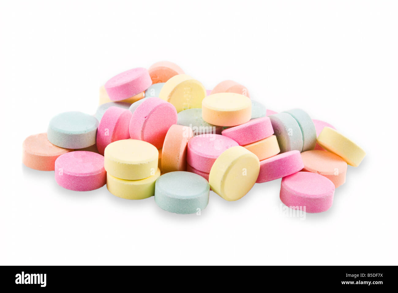 Un tas de comprimés antiacides générique coloré Banque D'Images