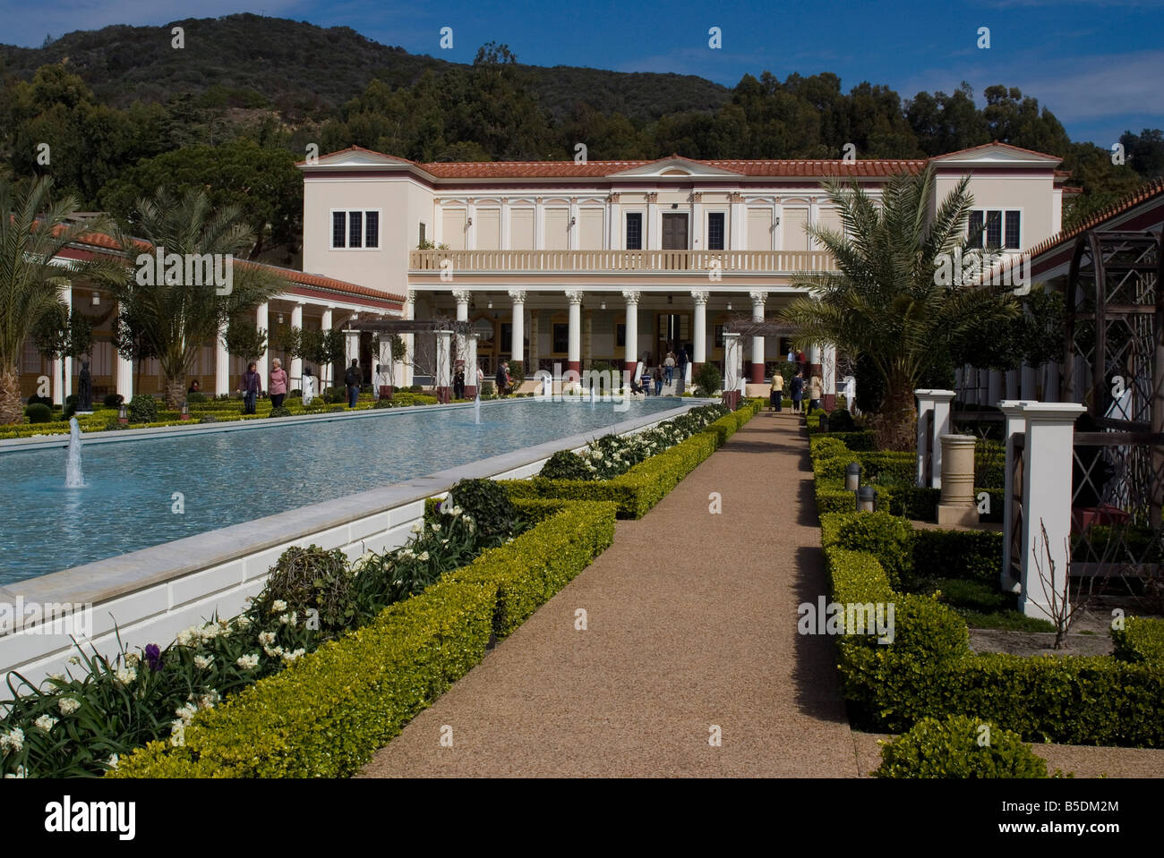 Getty Villa gréco-romaine, aile du musée Getty, en s'appuyant sur la villa des Papyri à Herculanum, Los Angeles, Californie Banque D'Images