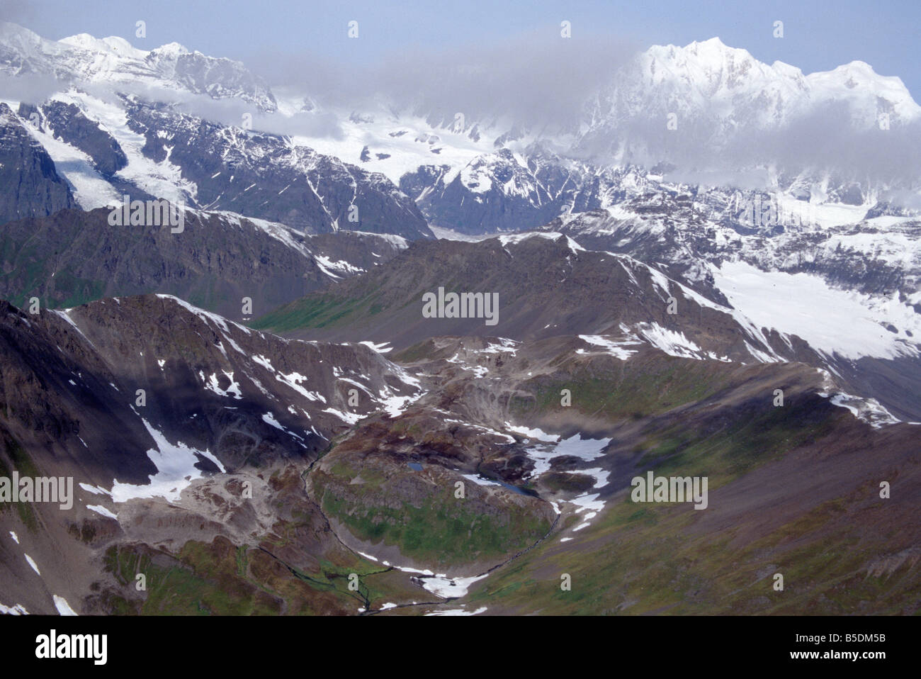 Vue aérienne de montagnes Denali, Alaska, USA, Amérique du Nord Banque D'Images