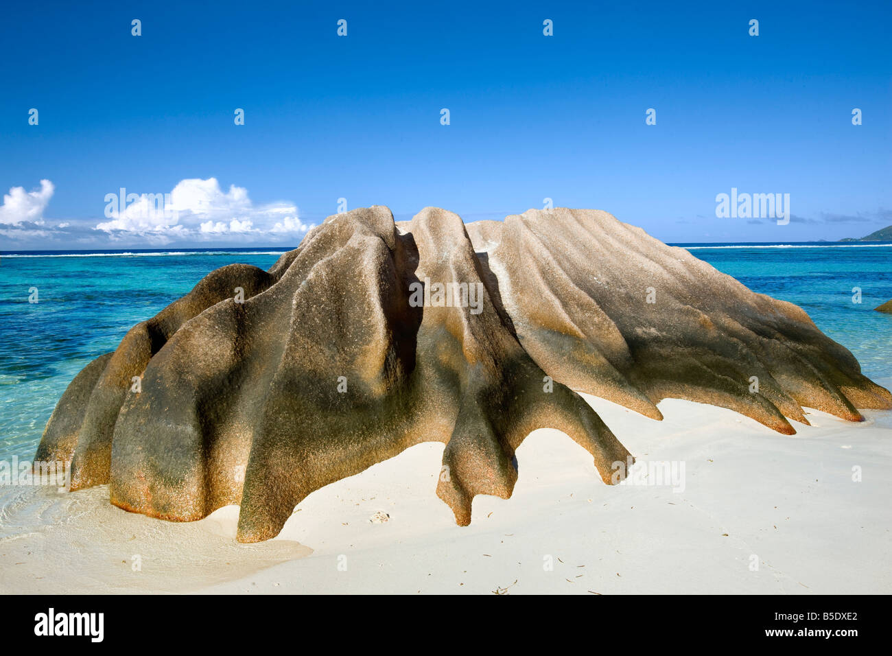 Anse Source d'argent dans l'île de La Digue Seychelles Banque D'Images