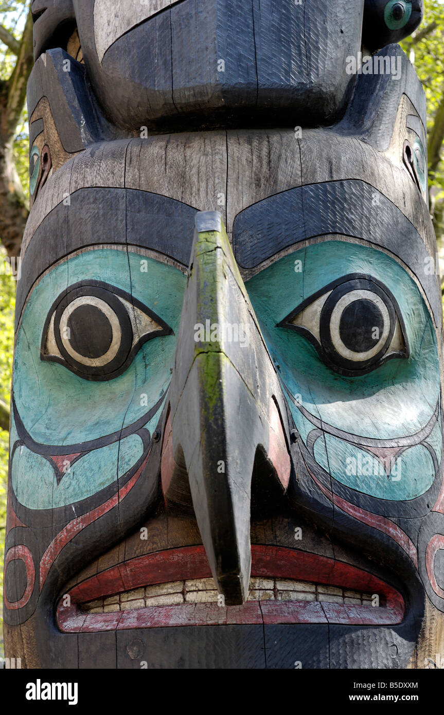Totem Tlingit, Pioneer Square, Seattle, Washington State, USA, Amérique du Nord Banque D'Images