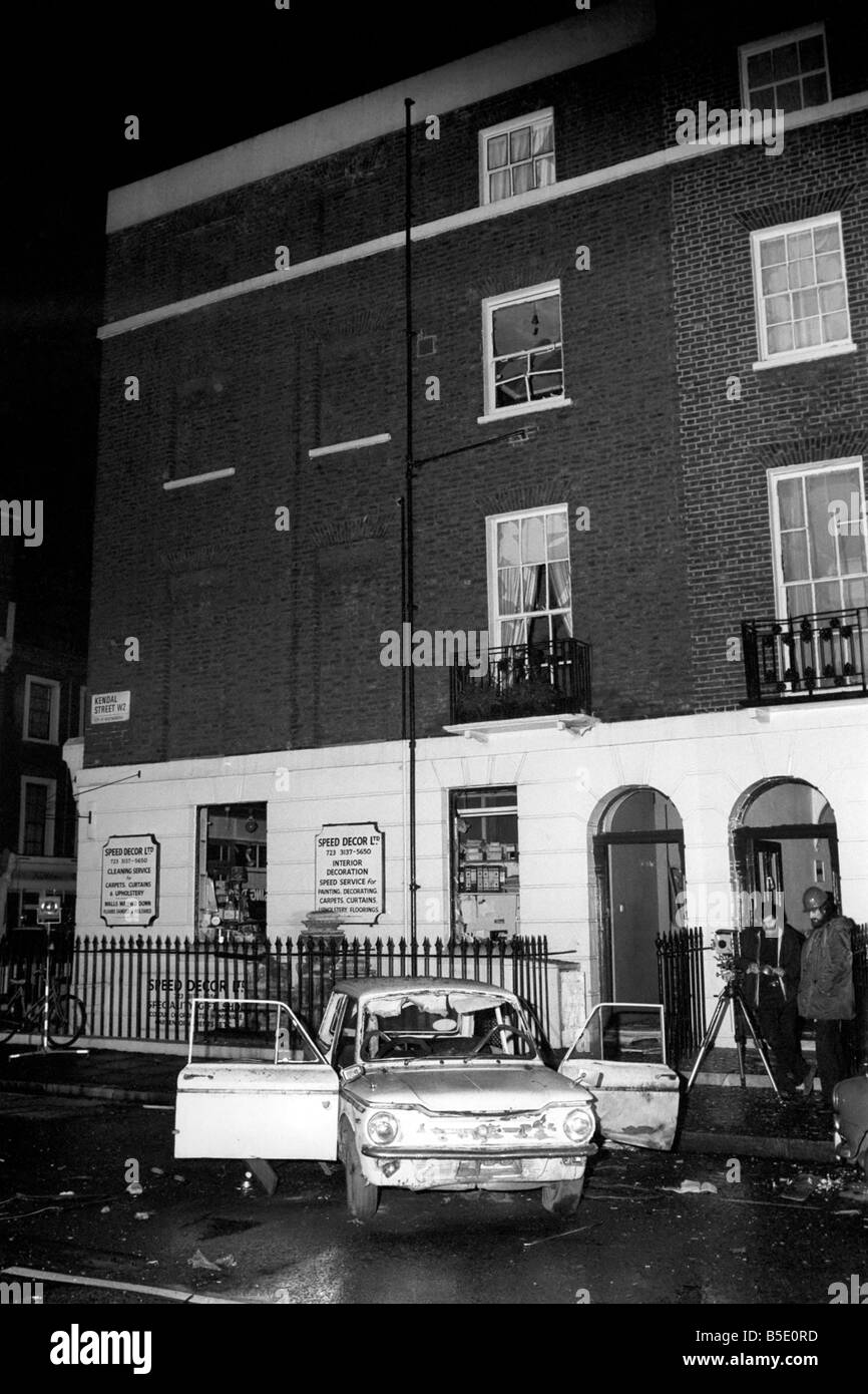 De l'IRA. La campagne de bombardement de Londres Londres : Explosion à la voiture piégée dans la rue Kendall Février 1976 Banque D'Images