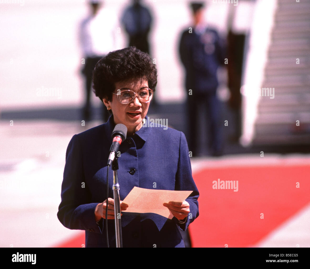 La Présidente Corazon Aquino aux Philippines visiter San Francisco California USA en 1986 Banque D'Images