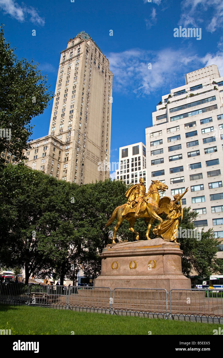 Le général William Tecumseh Sherman statue, Grand Army Plaza, Central Park, New York City, New York, USA, Amérique du Nord Banque D'Images