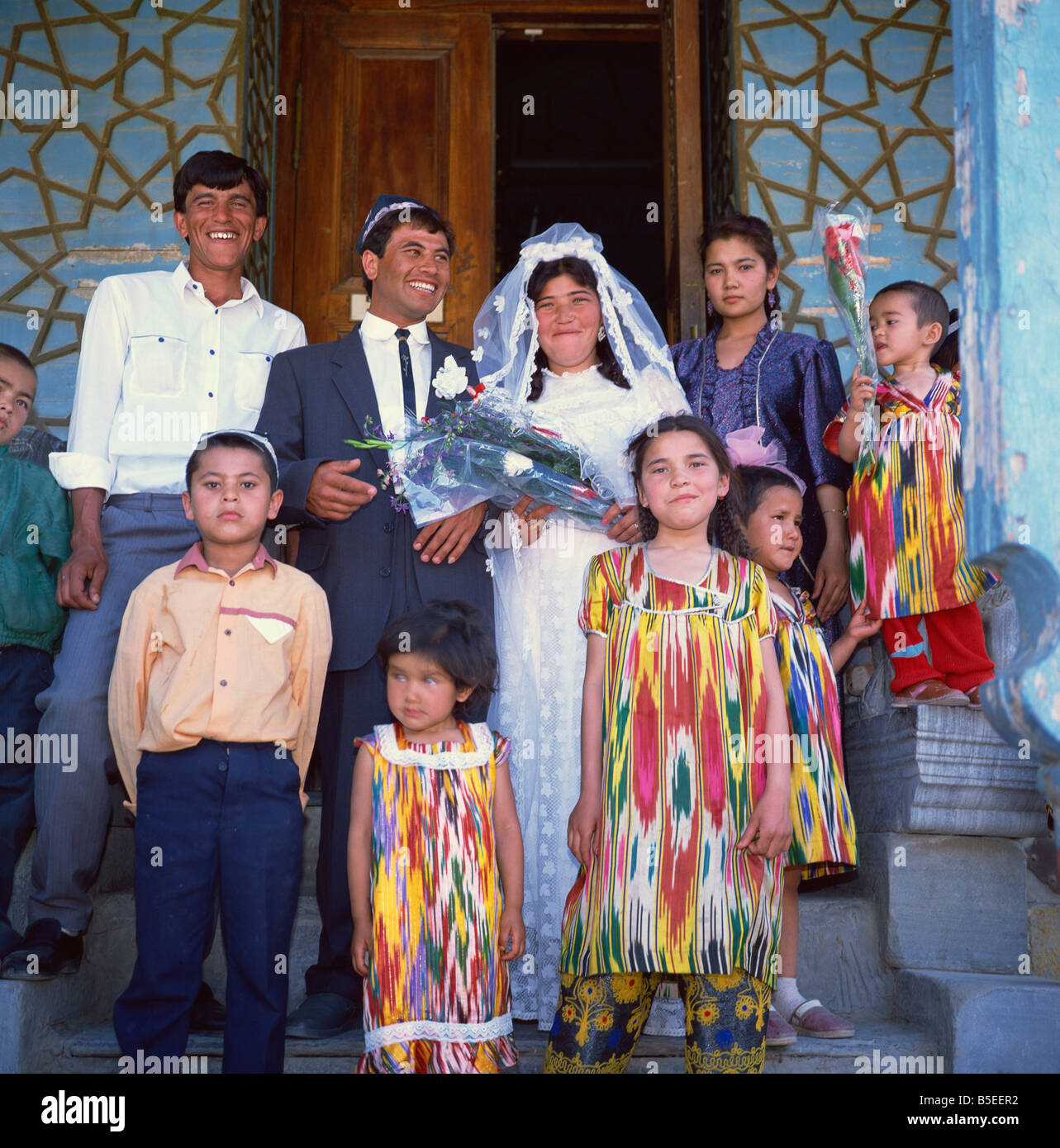Fête de mariage ouzbek, Sitorai Mohi Hossa (Summer Palace), Boukhara, Ouzbékistan, l'Asie centrale Banque D'Images