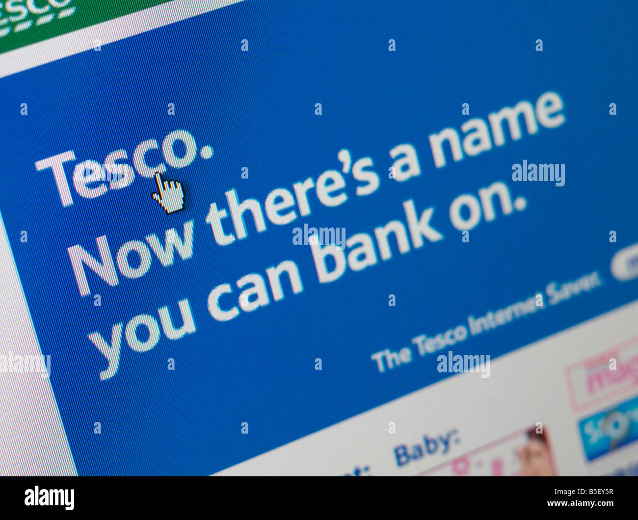 L'écran de l'ORDINATEUR SUR INTERNET TESCO BANQUE SERVICES BANCAIRES EN LIGNE Banque D'Images