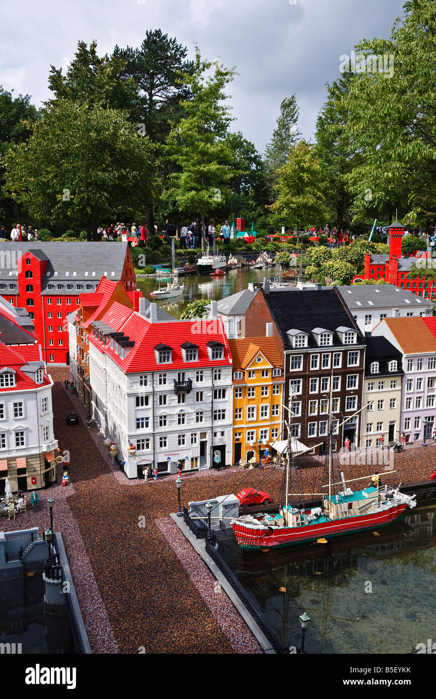 Modèle de Nyhavn à Copenhague, Legoland, Danemark Banque D'Images
