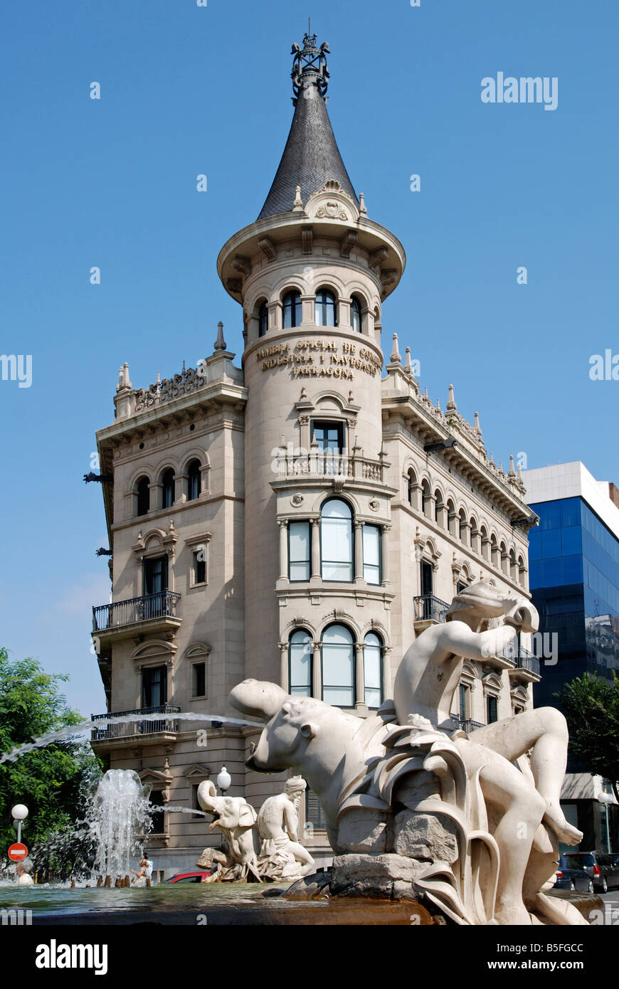 La chambre de commerce s'appuyant sur la ramlba à Tarragone, Catalogne, Espagne Banque D'Images