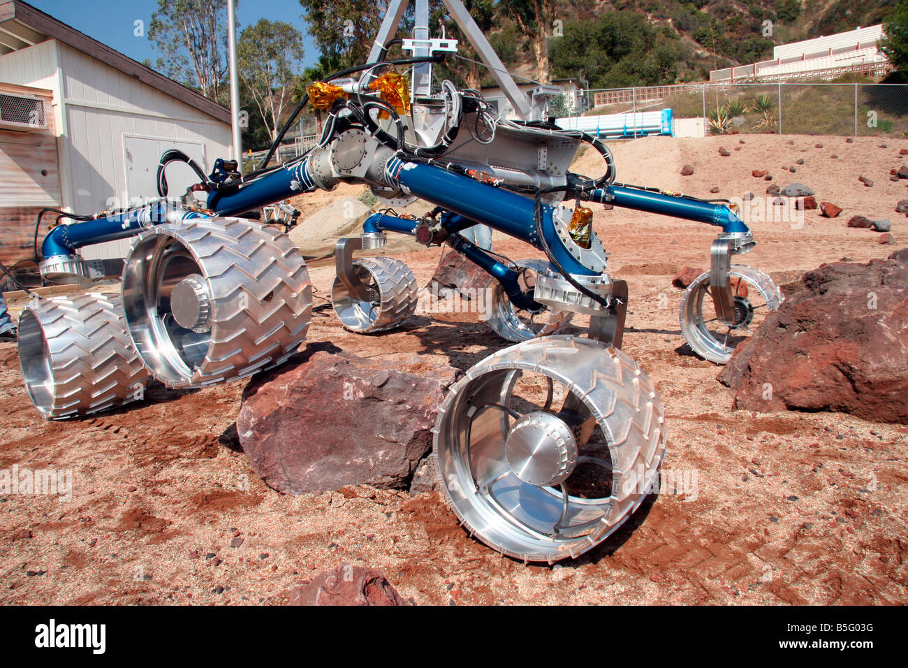 Épouvantail, un modèle à l'essai de mobilité pour Mars Science Laboratory. Banque D'Images