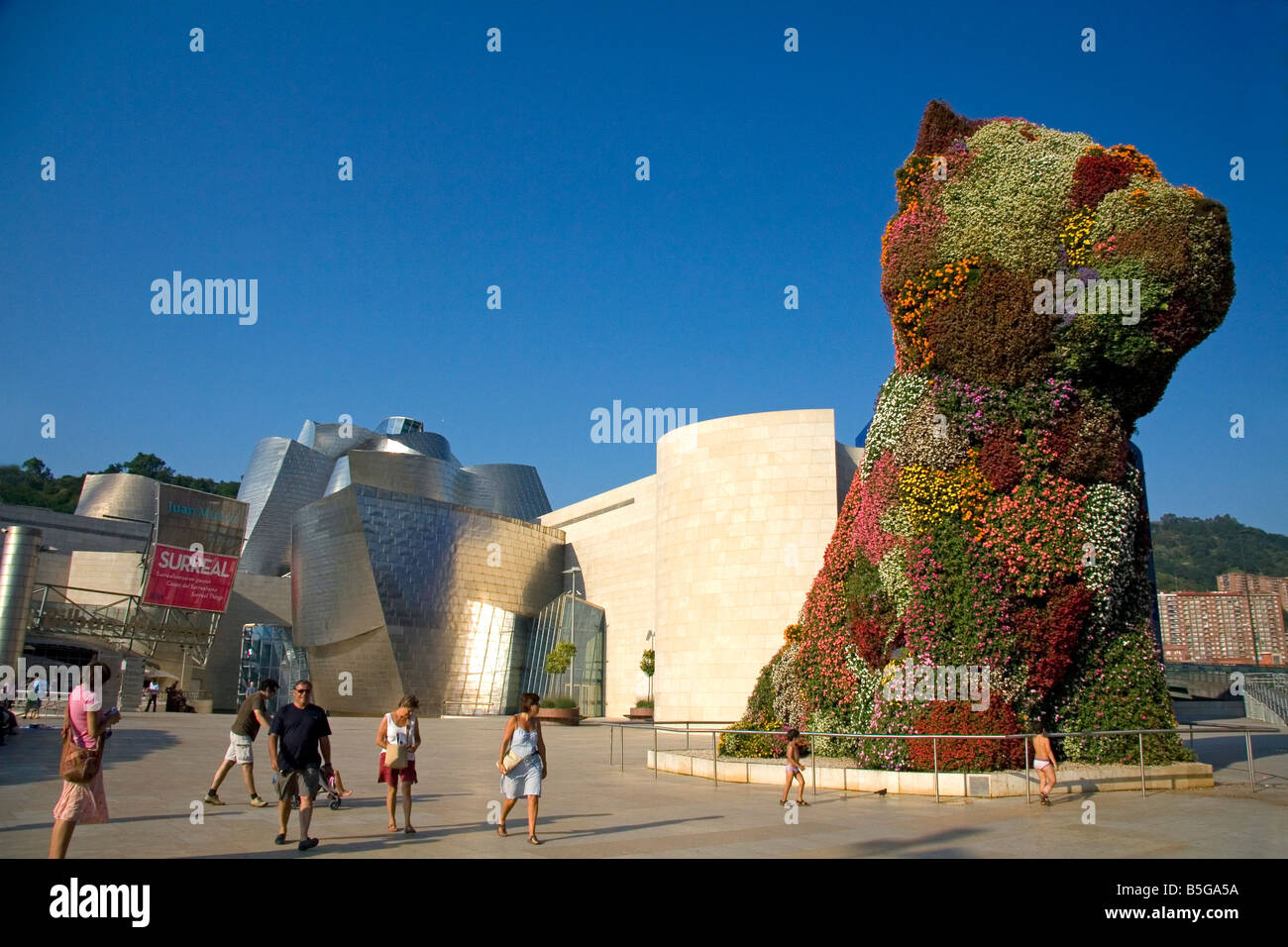 Le chiot en face du musée Guggenheim de la ville de Bilbao BISCAYE Pays Basque nord de l'Espagne Banque D'Images
