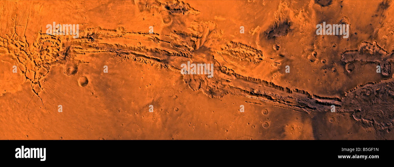 Valles Marineris, le grand canyon de Mars. Banque D'Images