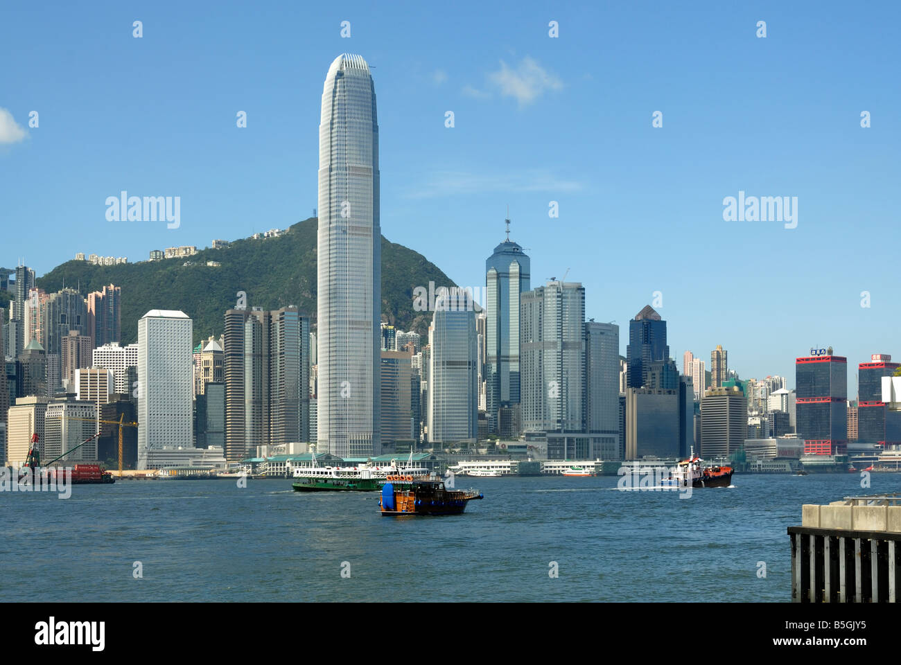 Horizon de Hong Kong et le port. Banque D'Images