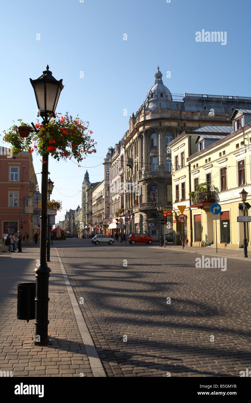 L'Europe de l'ouest de la Pologne Mazovie Lodz rue Piotrkowska Banque D'Images