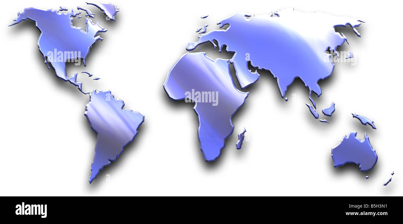 Une carte du monde isolated on white Banque D'Images
