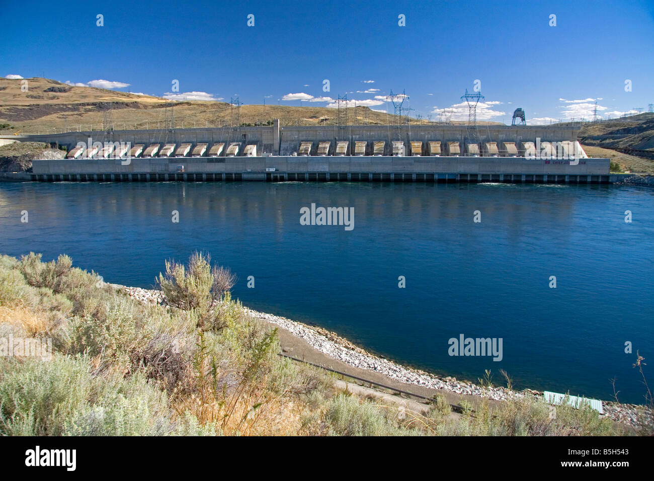 Le chef Joseph barrage est un barrage hydroélectrique sur la rivière Columiba à Washington Banque D'Images