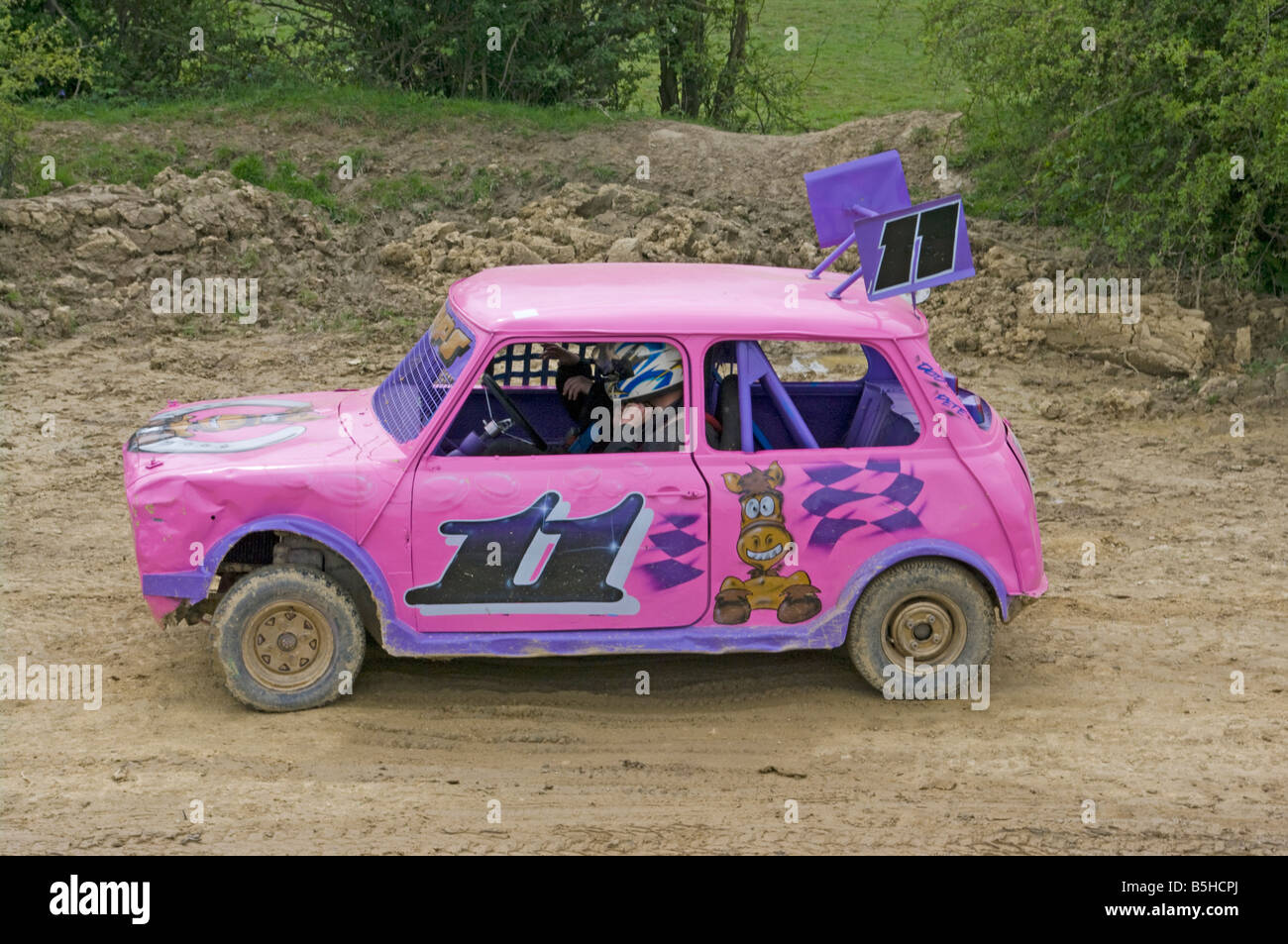 Mini Banger Racing Stock Car voiture numéro 11 11 Banque D'Images