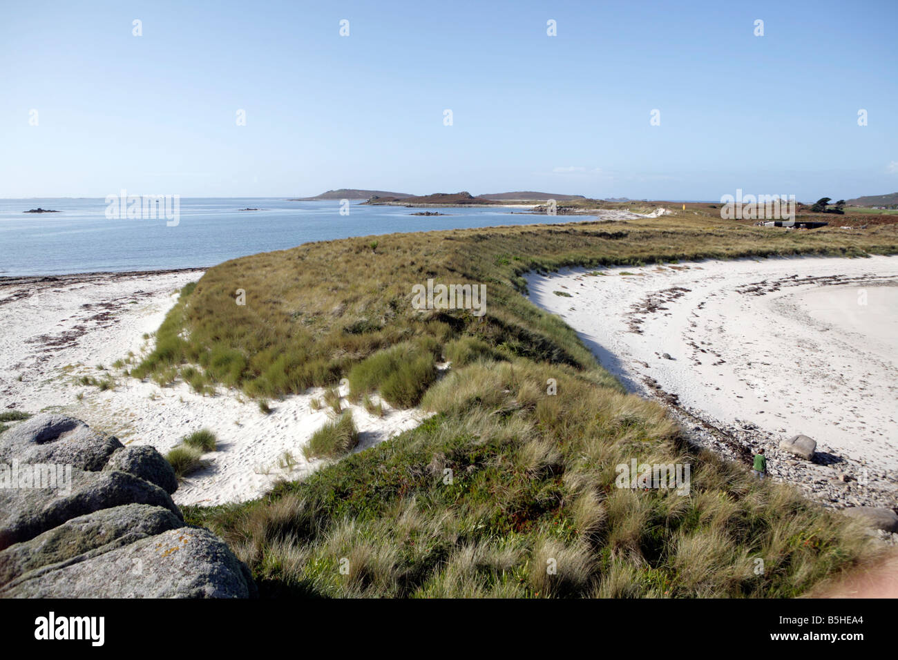 Les plages de sable blanc, Îles Scilly Tresco, Royaume-Uni. Banque D'Images