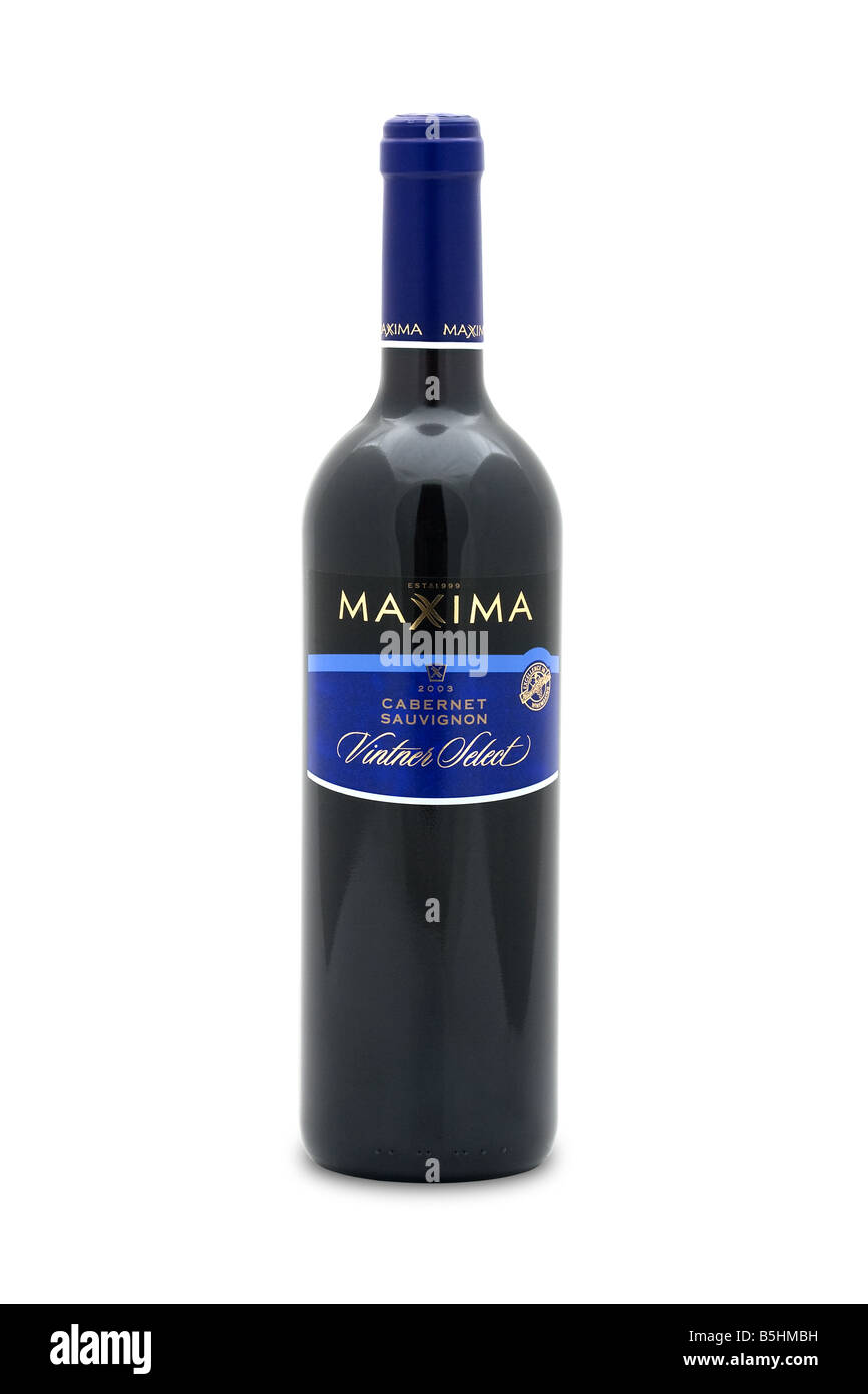 Cabernet sauvignon maxxima vigneron sélectionnez 2003 vin rouge sec de cerises fruits léger tanin olive foncé Banque D'Images