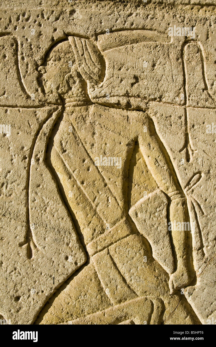 Bas-relief détail du temple d'Abou Simbel en Egypte Banque D'Images