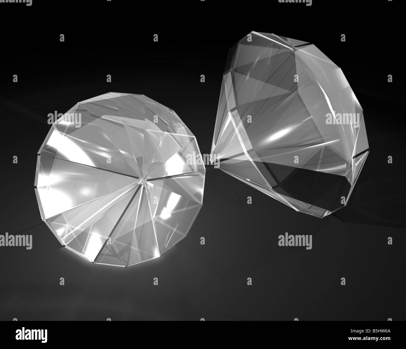 Close-up de deux diamants. Banque D'Images