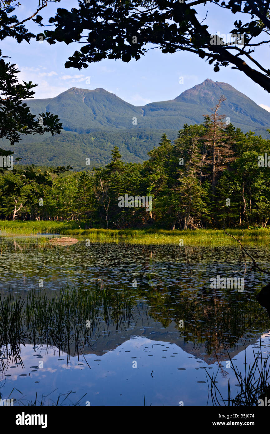 Numéro 2 dans le lac du parc national de Shiretoko, Hokkaido, Japon, Asie Banque D'Images