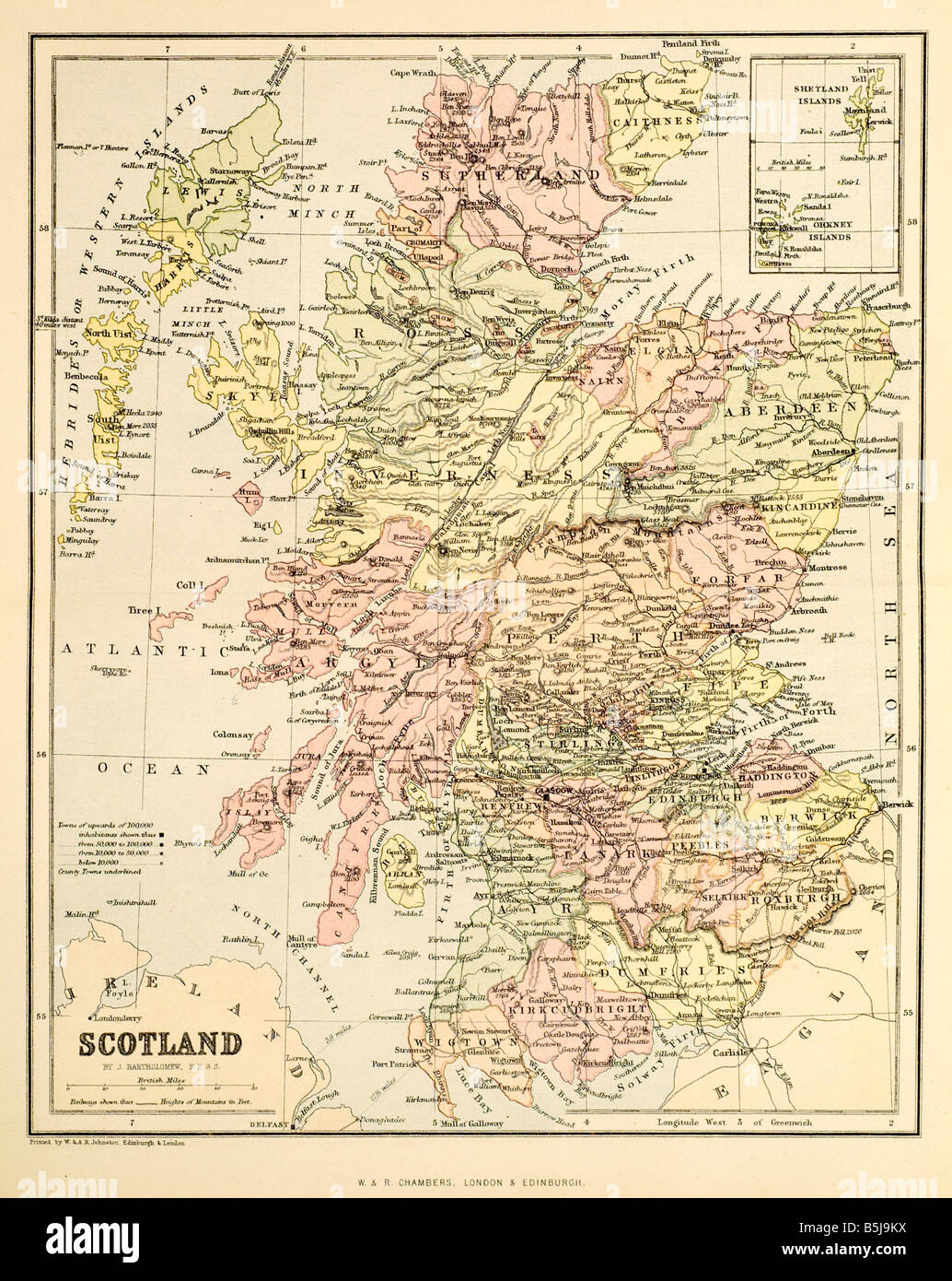 L'Écosse gaélique de l'île du nord carte Alba Hébrides îles du Nord Grande-bretagne Canal Mer d'Irlande du Nord Banque D'Images