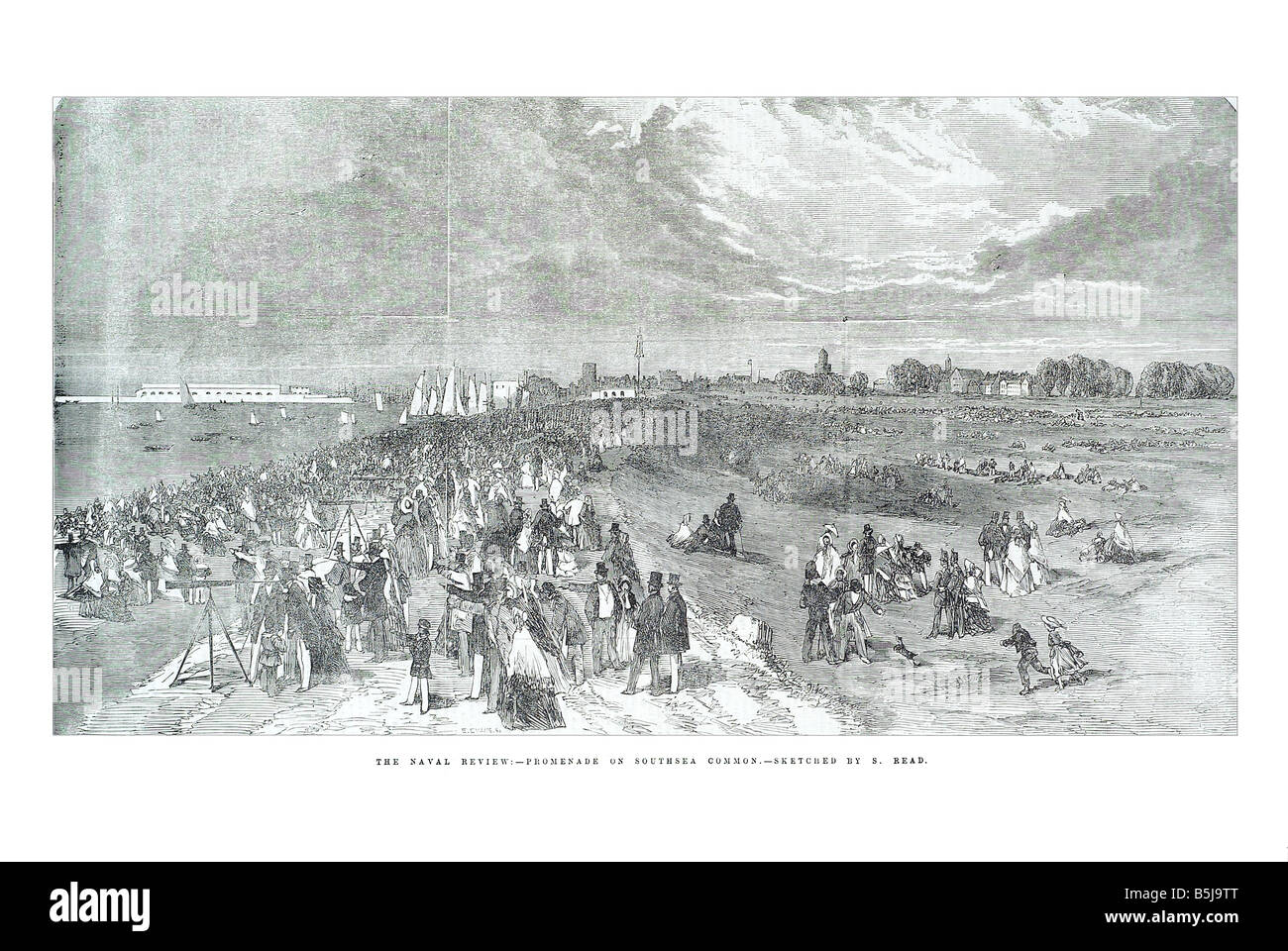 La revue navale sur la promenade de Southsea common esquissés par lire le 10 mai 1856, l'Illustrated London News Page 4516 Banque D'Images