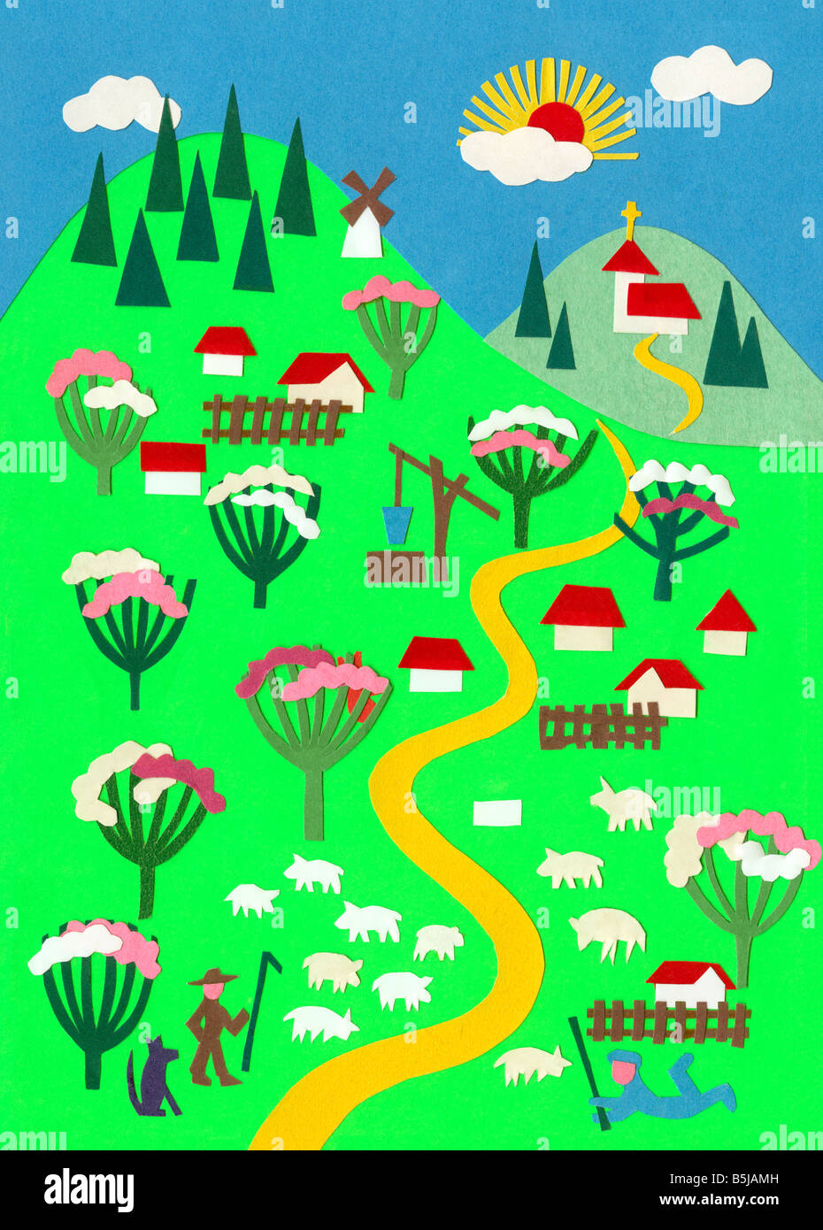 Coupe papier cartes de vœux de Pâques par Mme Krystyna Majewska de Gdansk Pologne Banque D'Images