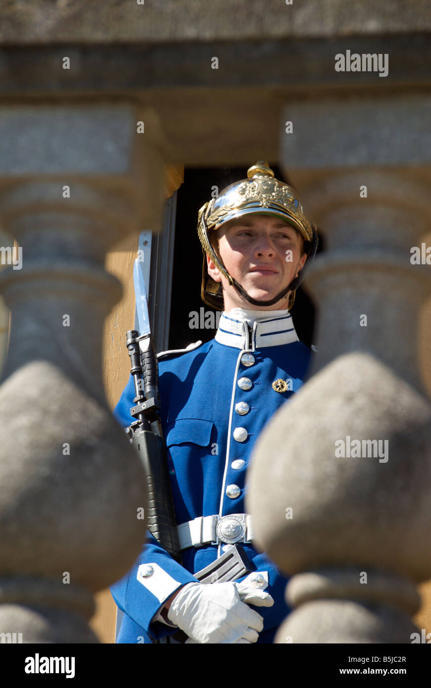 Sentry en uniforme de Drottningholm, près de Stockholm, Suède Banque D'Images
