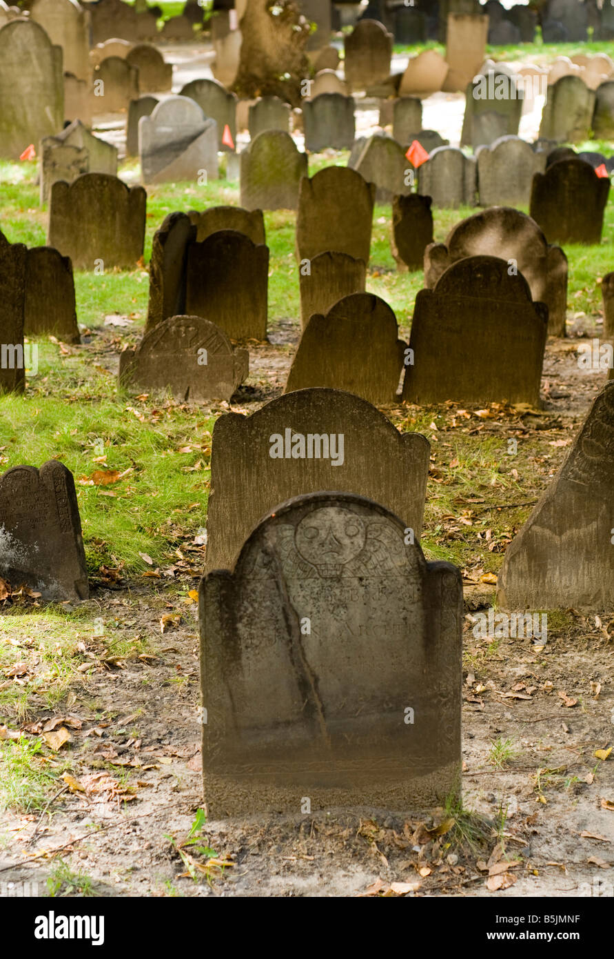 Cimetière Granary sur le Freedom Trail Boston, Mass, New England Banque D'Images