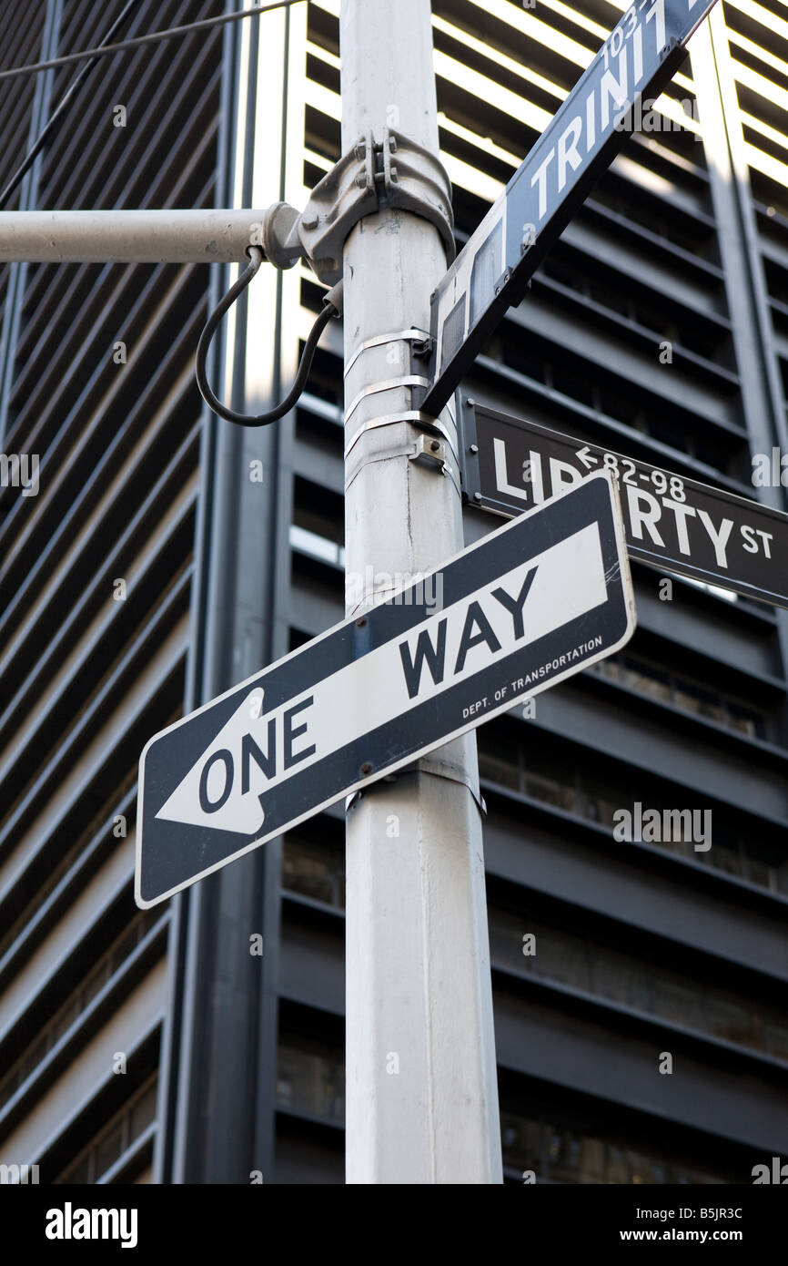 Les plaques de rue près de Ground Zero, Manhattan New York USA Banque D'Images