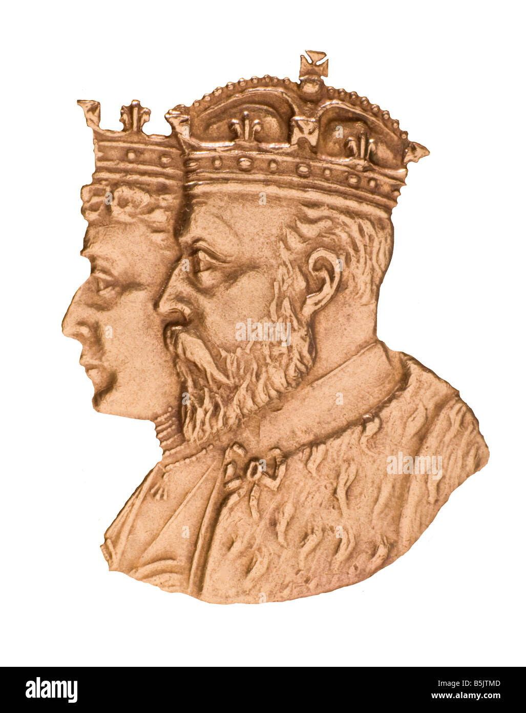 Portraits de profil du roi Édouard VII et La Reine Alexandra Médaille du Couronnement de 1902 Banque D'Images