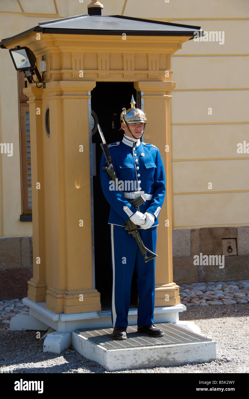 Sentry en uniforme de Drottningholm, près de Stockholm, Suède Banque D'Images