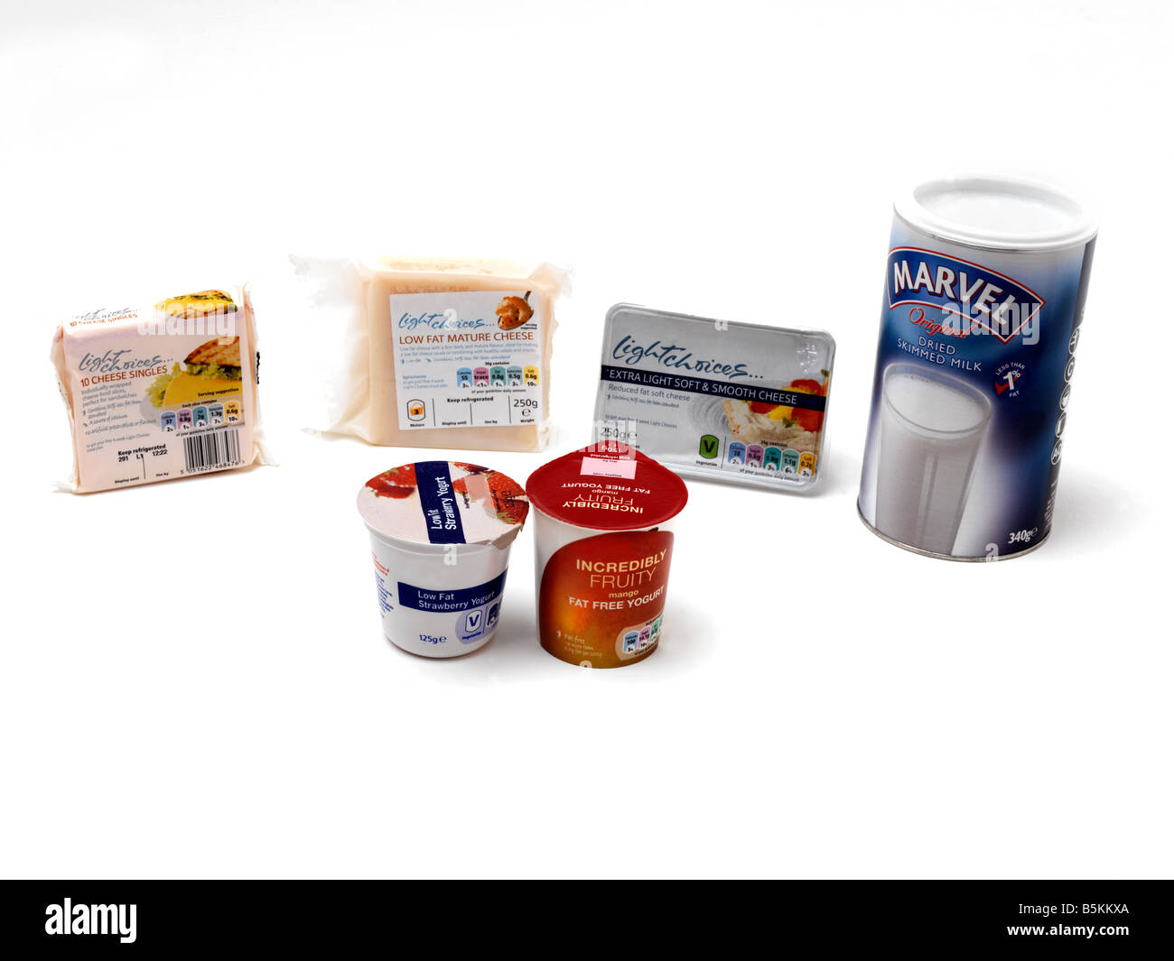 Produits laitiers faibles en gras Banque D'Images