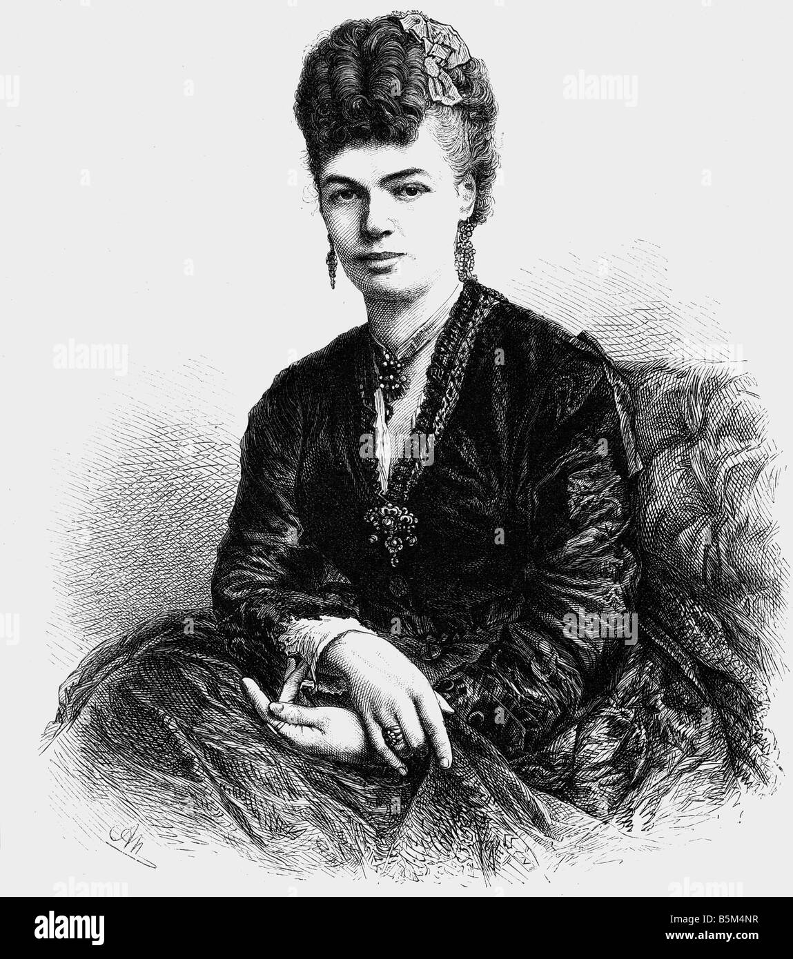 Hillern, Wilhelmine von, 11.3.1836 - 15.12.1916, auteur / écrivain allemand, demi-longueur, gravure en bois par Adolf Neumann, XIXe siècle, Banque D'Images