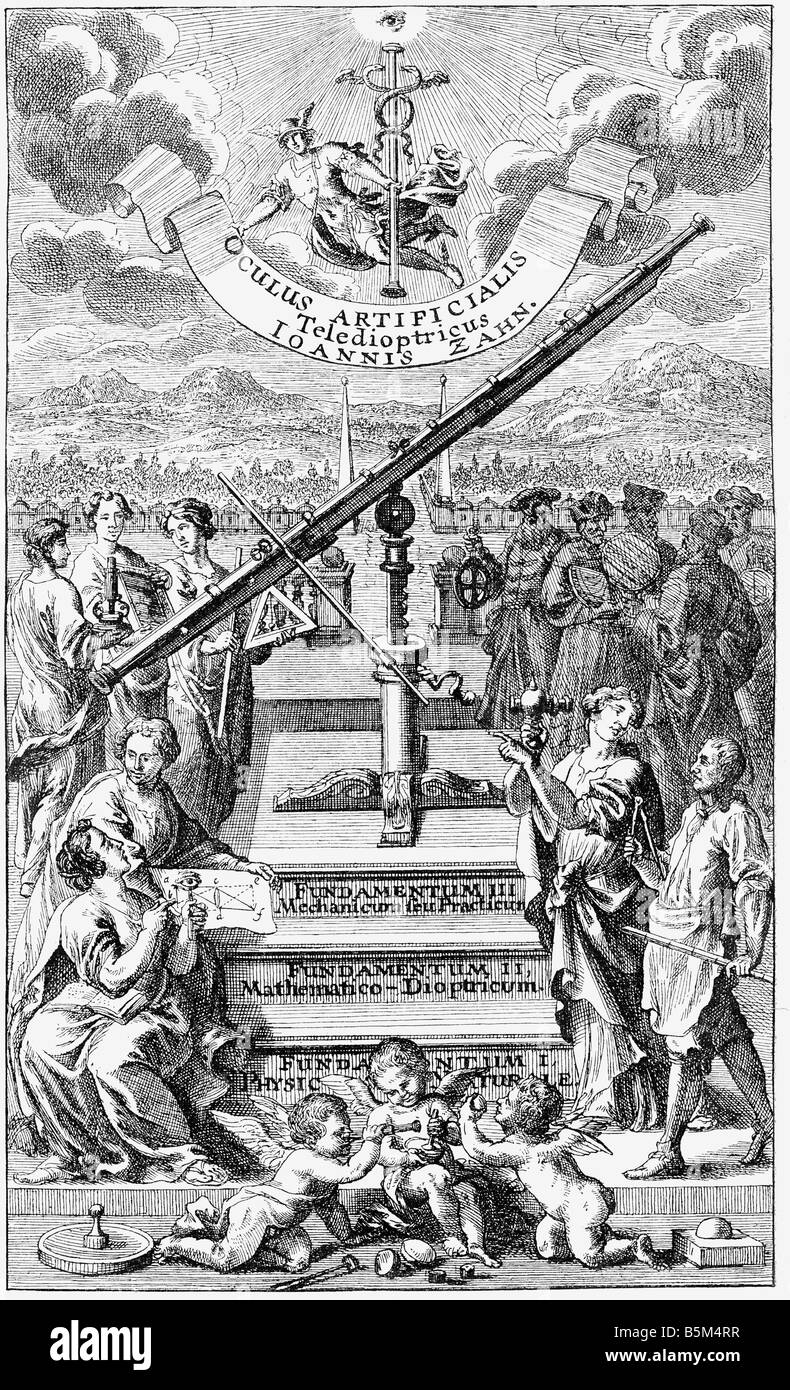 Zahn, Johann, 29.3.1641 - 27.6.1707, gergyman allemand et auteur/auteur, oeuvres, 'Oculus artilicialis teledioptricus...' imprimé par Quirinus Heyl, Wuerzburg, 1685 - 1686, titre, , Banque D'Images