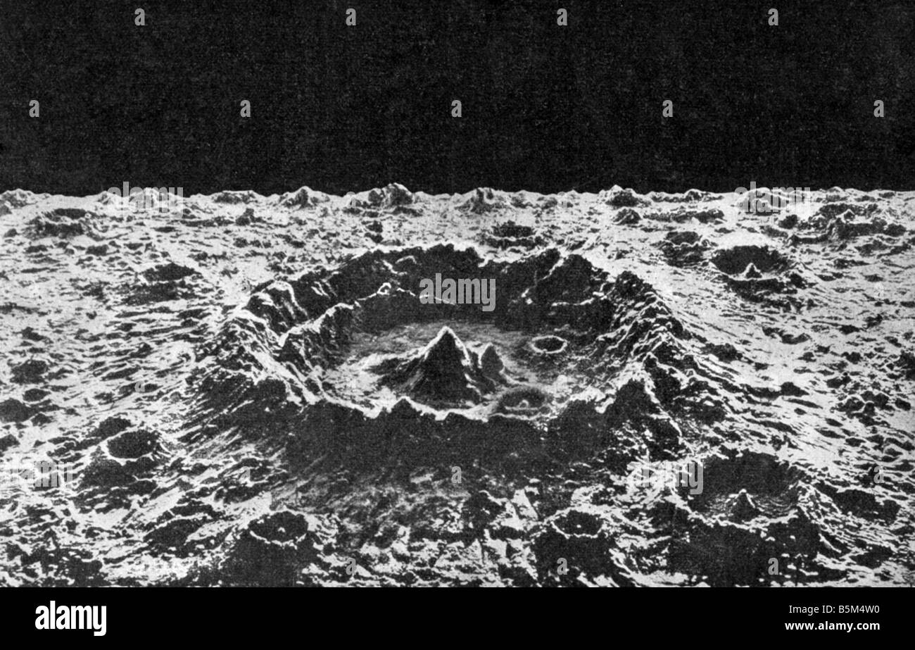 Astronomie, lune, paysage, cratère normal, «la Lune: Considérée comme une planète, un monde, et un satellite» par James Natmythe et James Carpenter, 1888, Banque D'Images