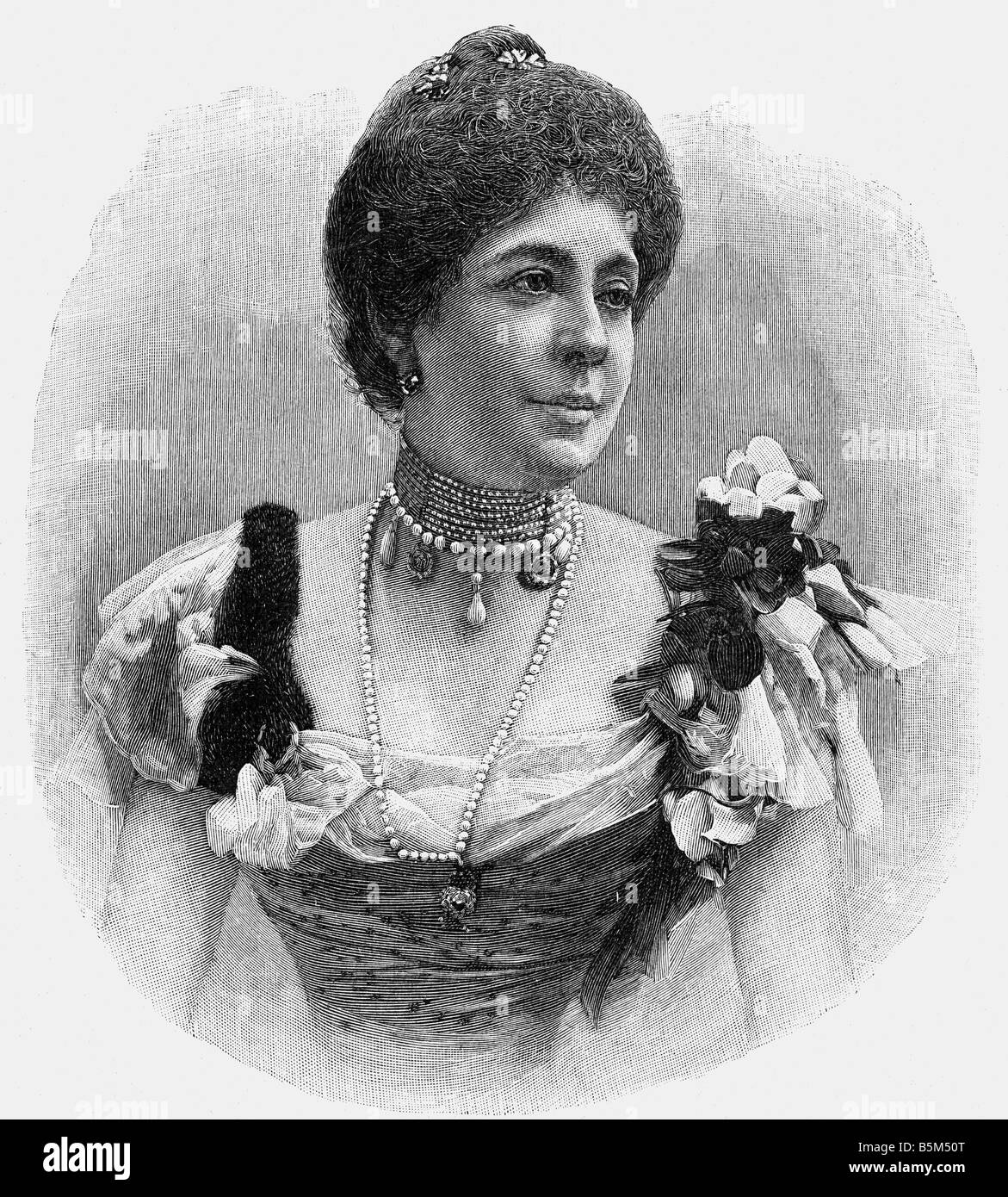 Beccadelli di Bologna, Maria, 6.2.1848 - 20.1.1929, femme noble italienne, portrait, gravure sur bois, vers 1890, Banque D'Images