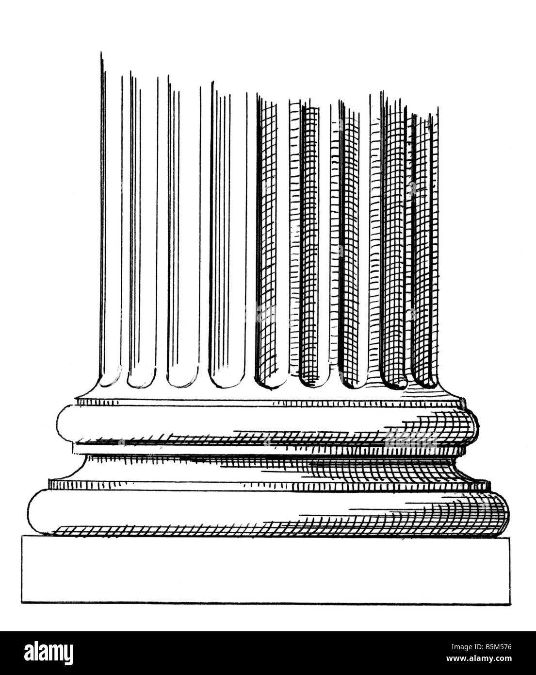 Architecture, détail,colonnes, base, ordre ionique, dessin à l'encre, XXe siècle, Grèce, Ionienne, monde ancien, antiquité, colonne, historique, historique, monde ancien, Banque D'Images