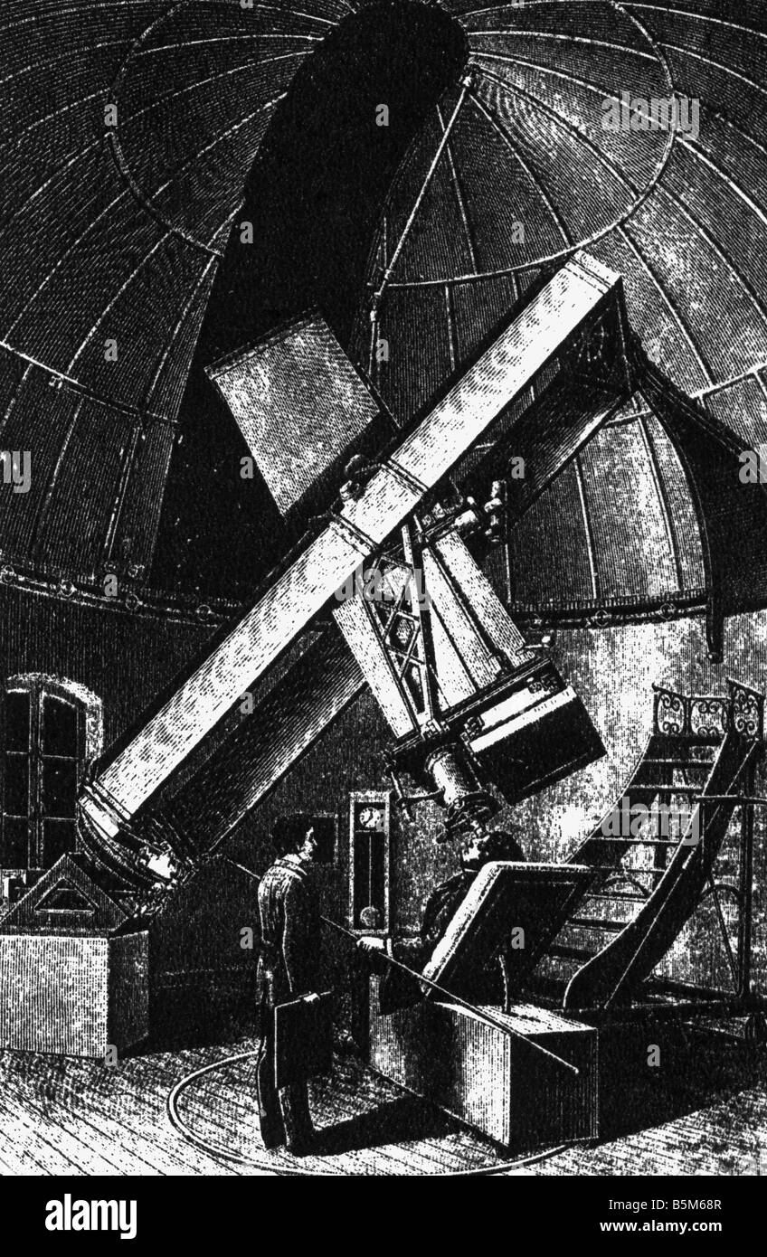Astronomie, observatoires, Observatoire de Paris, vue intérieure, télescope, gravure en bois, 1886, Banque D'Images