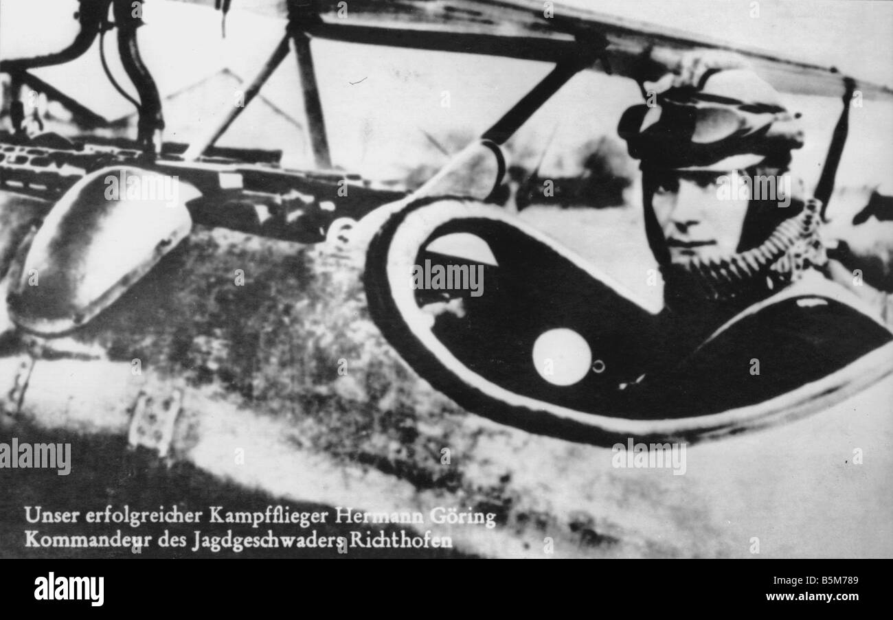 1 G465 F1918 Goering en tant que pilote de la PREMIÈRE GUERRE MONDIALE, Hermann Goering Carte Postale 1910 121 1893 1510 1946 Rosenheim suicide au politicien de Nuremberg N Banque D'Images