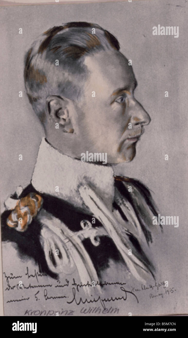 1 W265 C1915 E Crwon 1915 Carte postale du Prince Guillaume de Prusse Prince Wilhelm et Prince héritier de l'Empire allemand Potsdam 6 Mai Banque D'Images