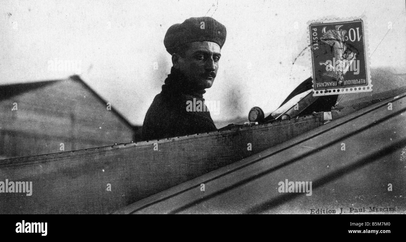 1FK 3207 F1915 E Roland Garros Roland Garros Carte postale dans la PREMIÈRE GUERRE MONDIALE LA PREMIÈRE GUERRE MONDIALE, pilote français fighter pilot 6 Octobre 1888 Saint Denis tués dans Banque D'Images