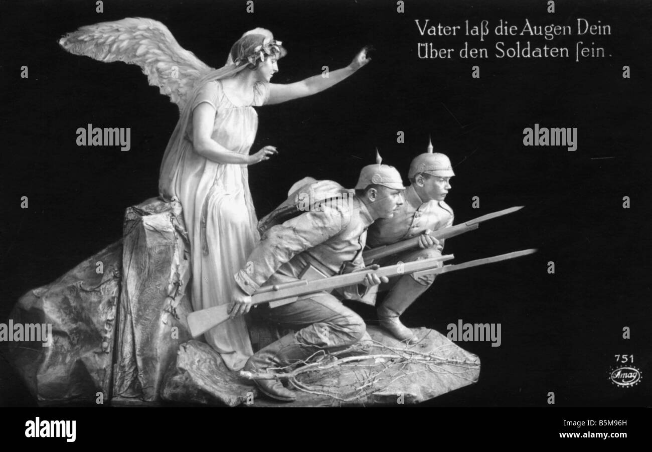2 G55 P1 1914 23 Carte postale de propagande lass Vater HISTOIRE DE LA PREMIÈRE GUERRE MONDIALE, la propagande de la Première Guerre mondiale, lass Dein Vater die Augen ueber den Soldaten Banque D'Images