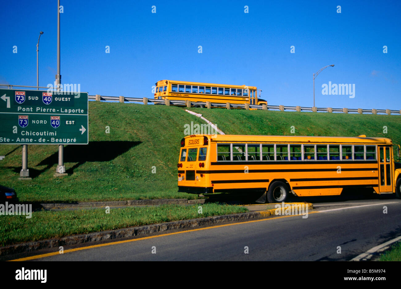 Québec Canada Yellow School Bus Banque D'Images