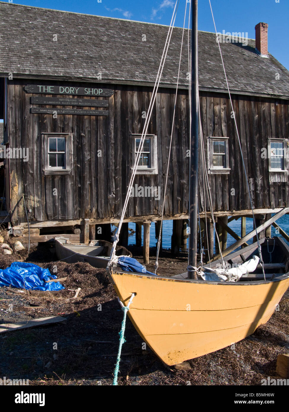 La boutique doris dory et la construction de bateaux à Lunenburg, Nova Scotia Canada Banque D'Images