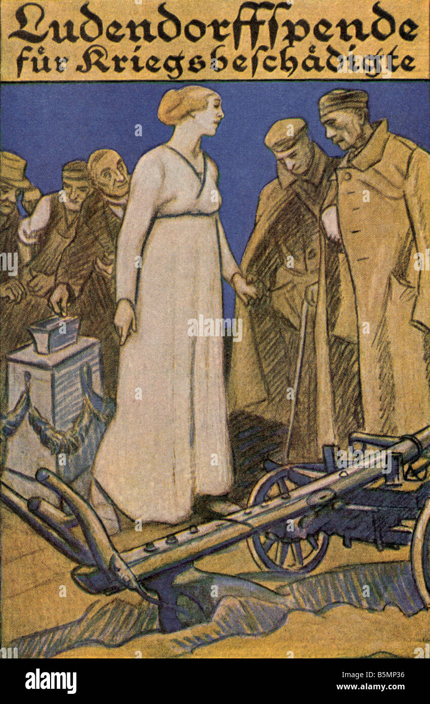 9 1914 0 0 C2 8 Carte postale Don Ludendorff World War 1 1914 18 cartes postales don Ludendorff pour les personnes blessées par la guerre Col Banque D'Images